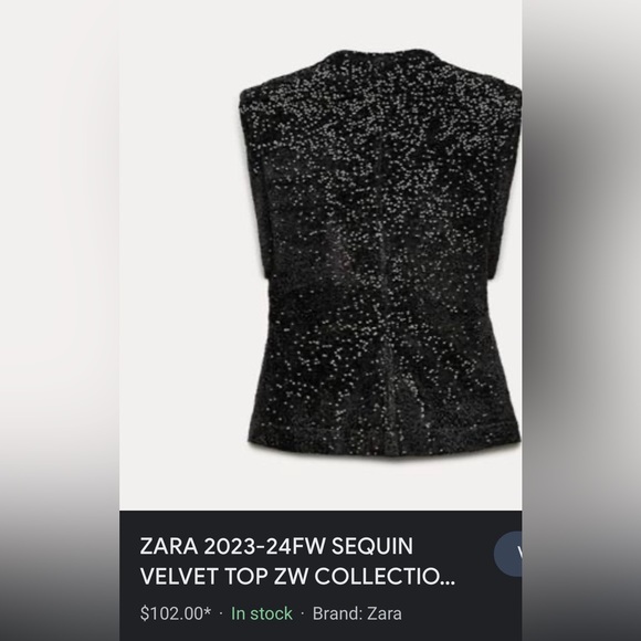 Zara Tops - Zara Sequin Velvet Top Womens
Large Black New Shoulder Pads Shirt #71 0925
